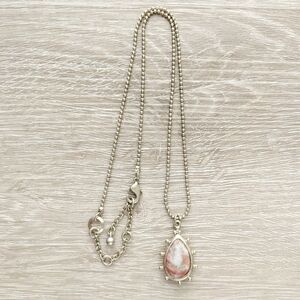 Faceted Stone Necklace With Gold Tone Bezel and Bead Chain